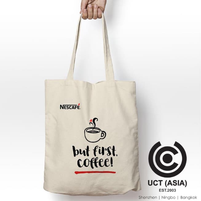 Sustainable Branded Tote Bag cream with slogan - UCT (Asia) - Nescafe