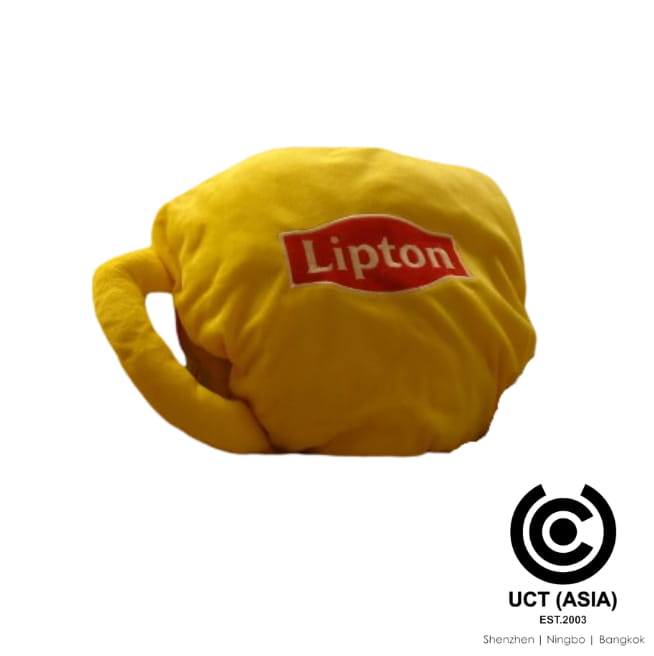 Lipton branded cup-shaped cushion for promotional marketing