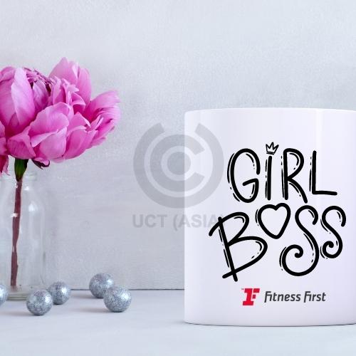branded fitness first mug with slogan