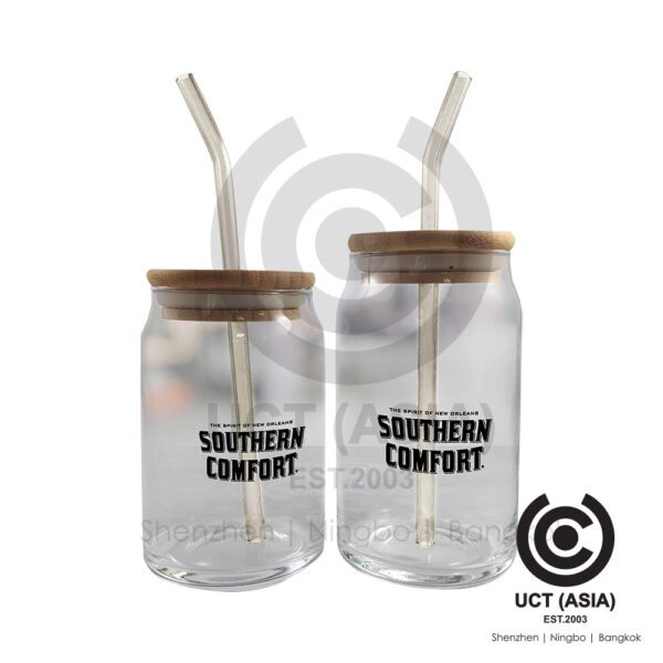 Southern Comfort Glass Cup with Straw